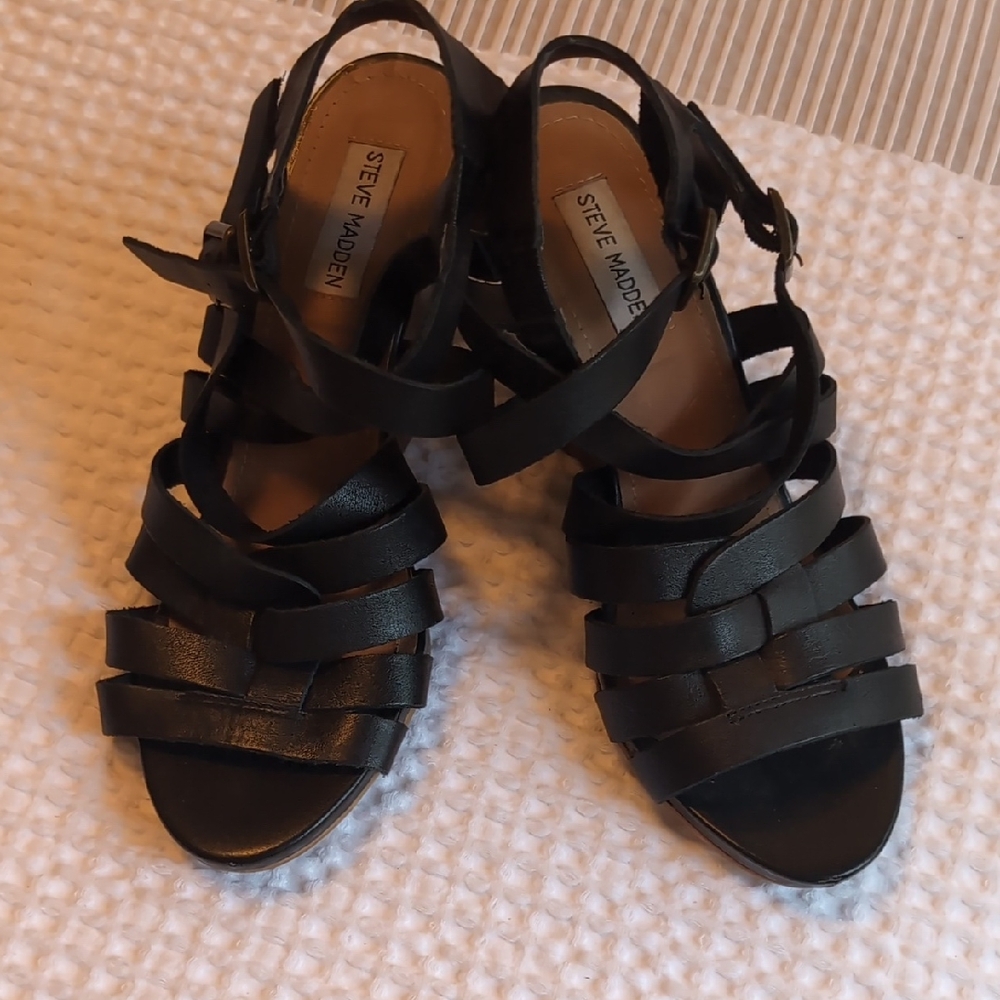 Steve Madden Black Multi-Strap Heels